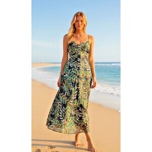 Molly Bracken NWOT womens empire summer pleated flare dress Large vacation